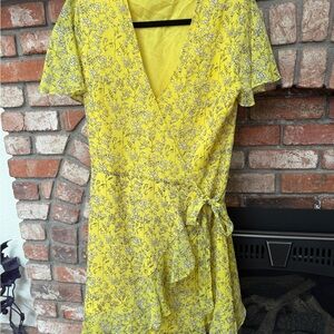 Banana Republic Yellow Floral Wrap Dress